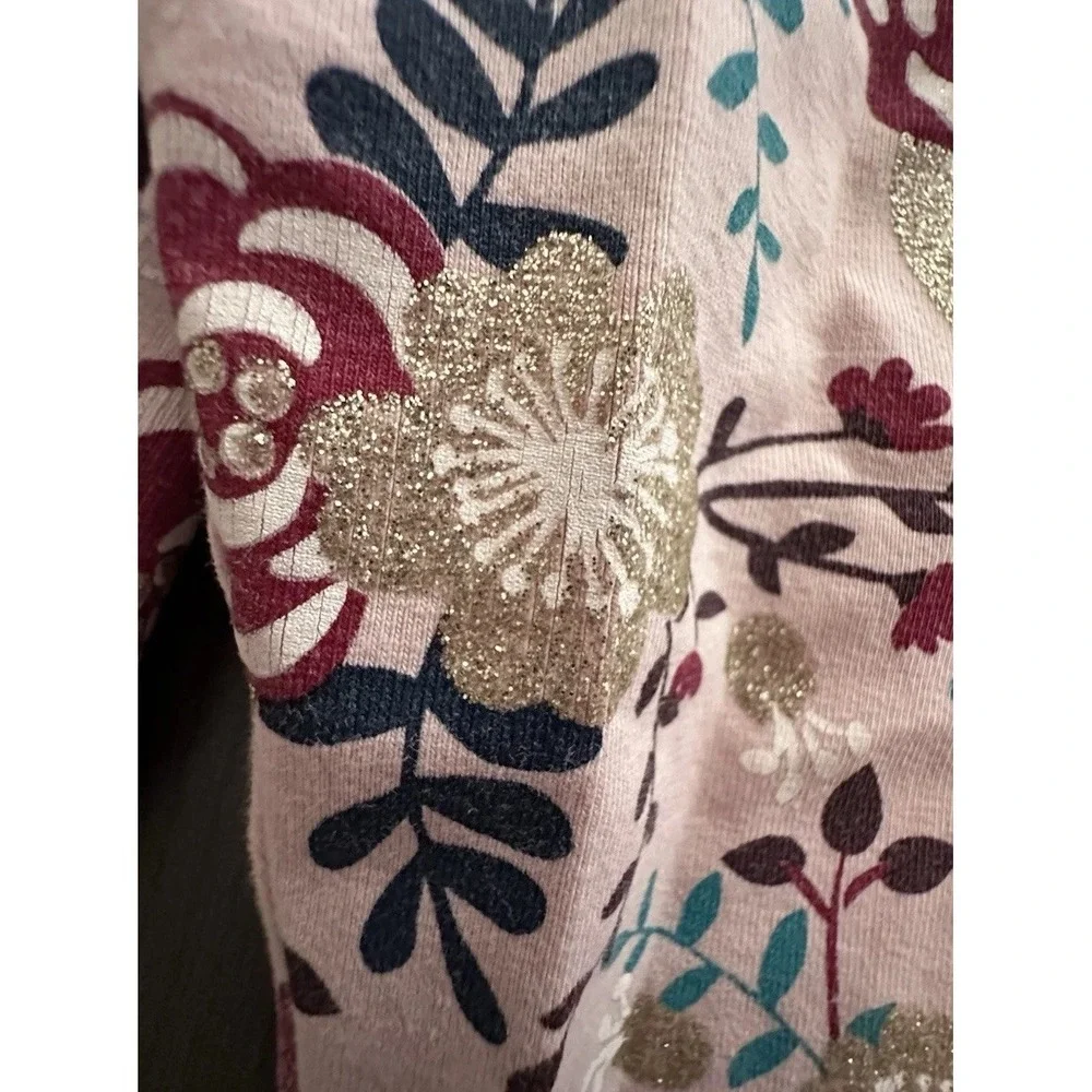 Isaac Mizrahi Girls‎ Leggings Size 4 Pink Floral Glitter Stretch Pants Kids